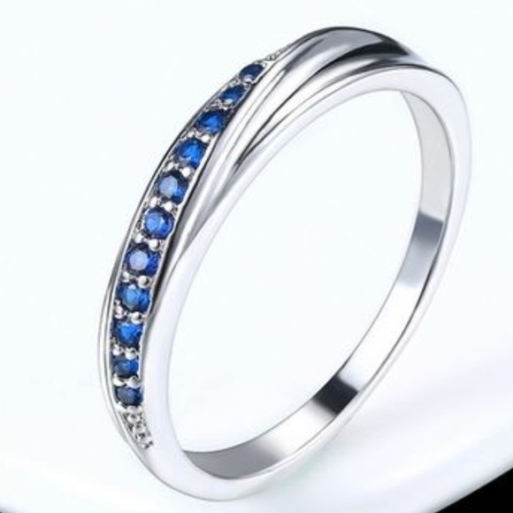 Love Is Real Couture Jewelry - Pave 18k White Gold Plated & Sapphire Zircon Ring